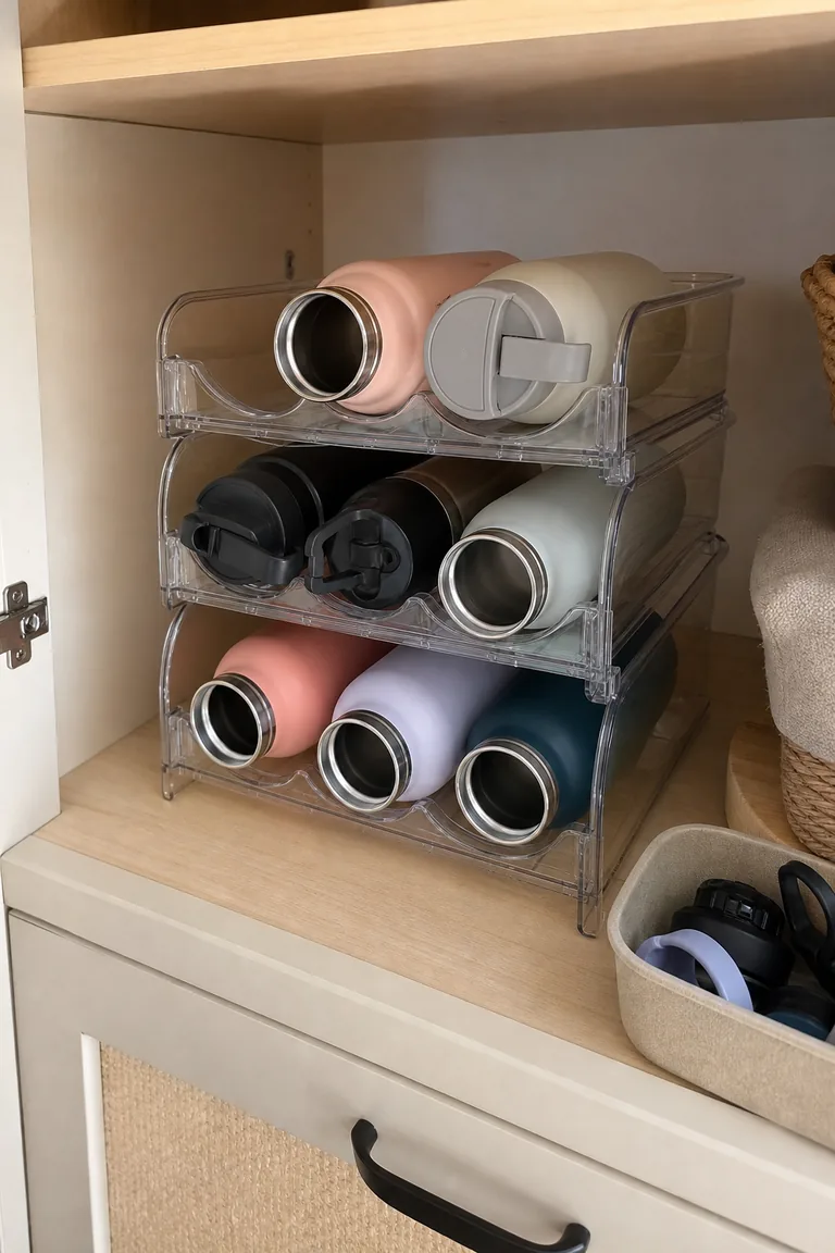 Water bottle organizer styled idea