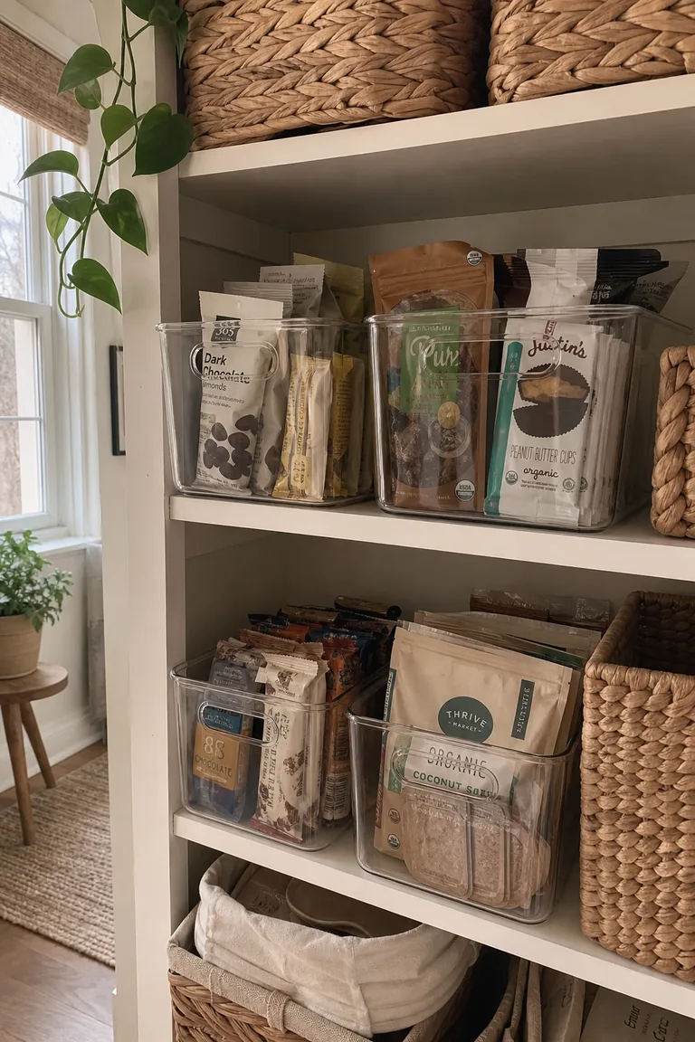 Clear pantry bins styled idea
