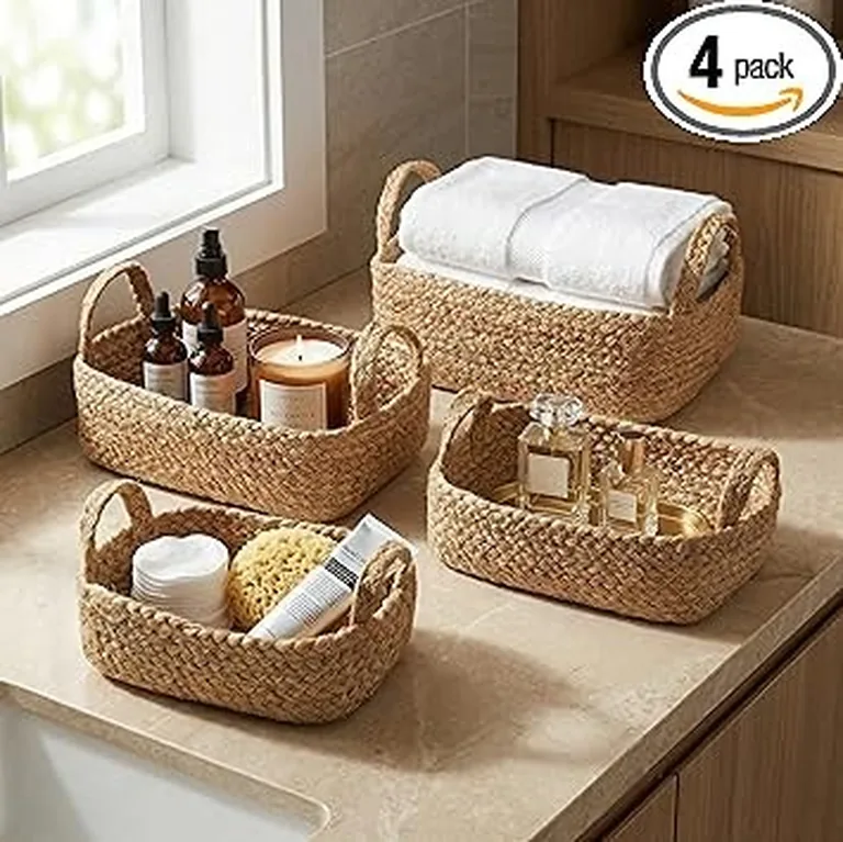 Actual Amazon product photo for Natural jute storage baskets