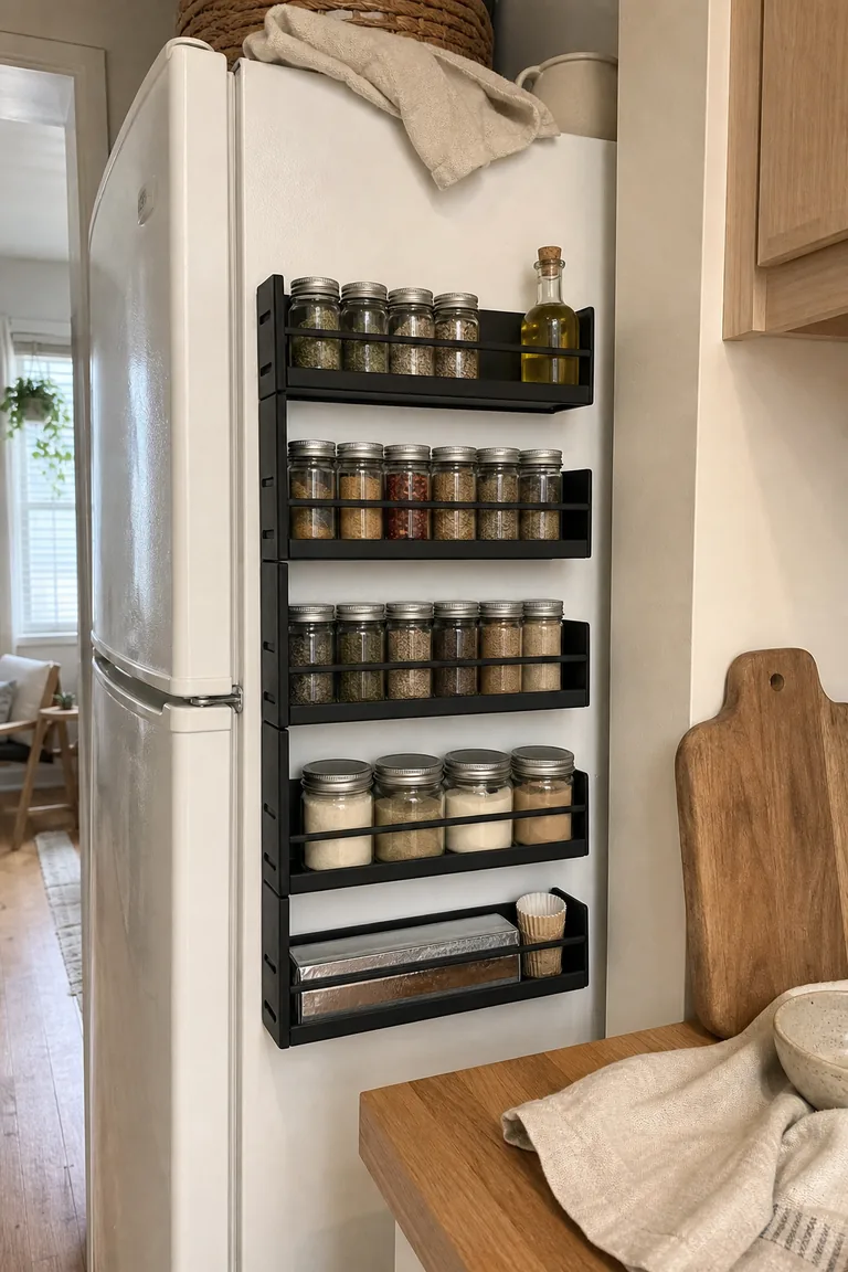 Magnetic fridge spice rack styled idea
