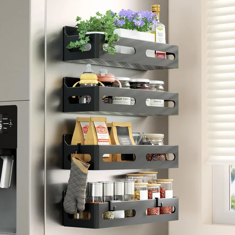 Actual Amazon product photo for Magnetic fridge spice rack
