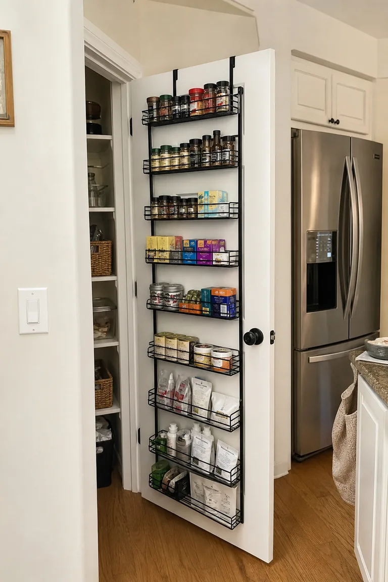 Over-door pantry organizer styled idea