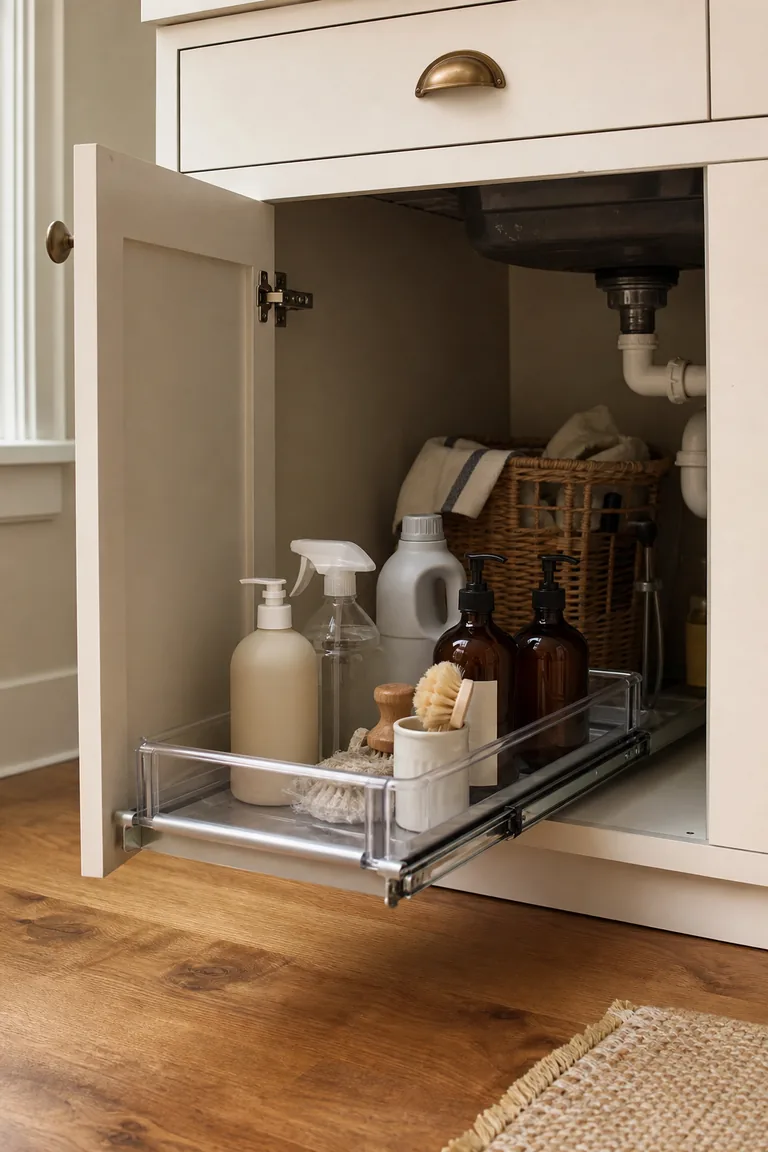 Pull-out cabinet organizer styled idea